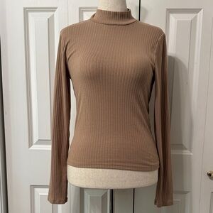 GAP Ribbed Brown Long Sleeve Mock Turtleneck